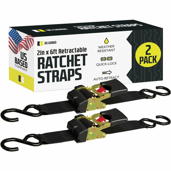 Dc Cargo 2in X 6' Retractable Ratchet Straps, 2PK 26RRSSH-2